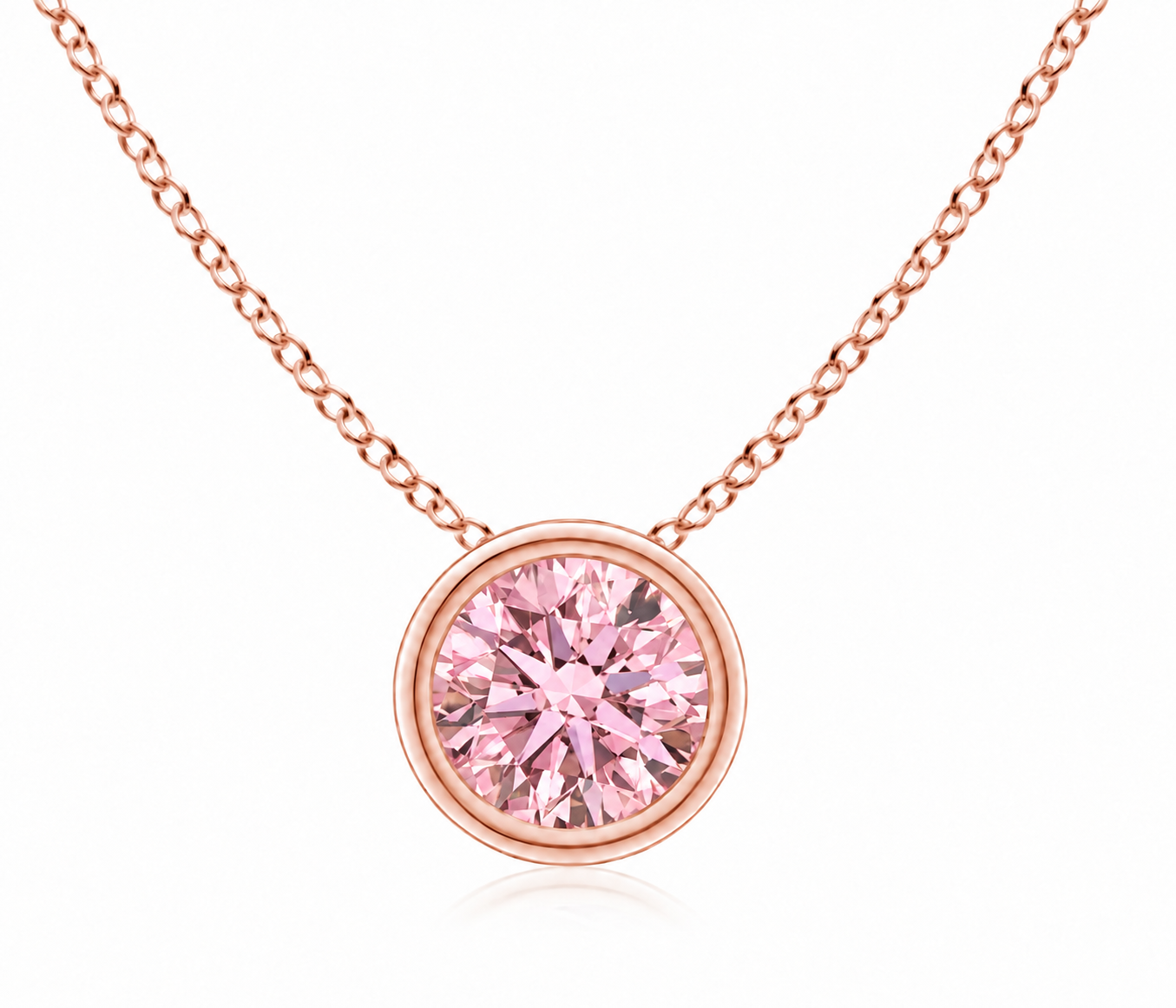 Pink Lab-Grown Diamond Solitaire Pendant — 0.80 ctw in 14K Rose Gold