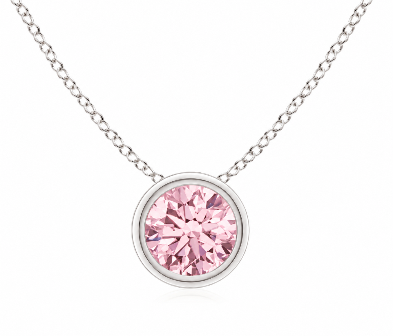 Pink Lab-Grown Diamond Solitaire Pendant — 0.80 ctw in 14K White Gold