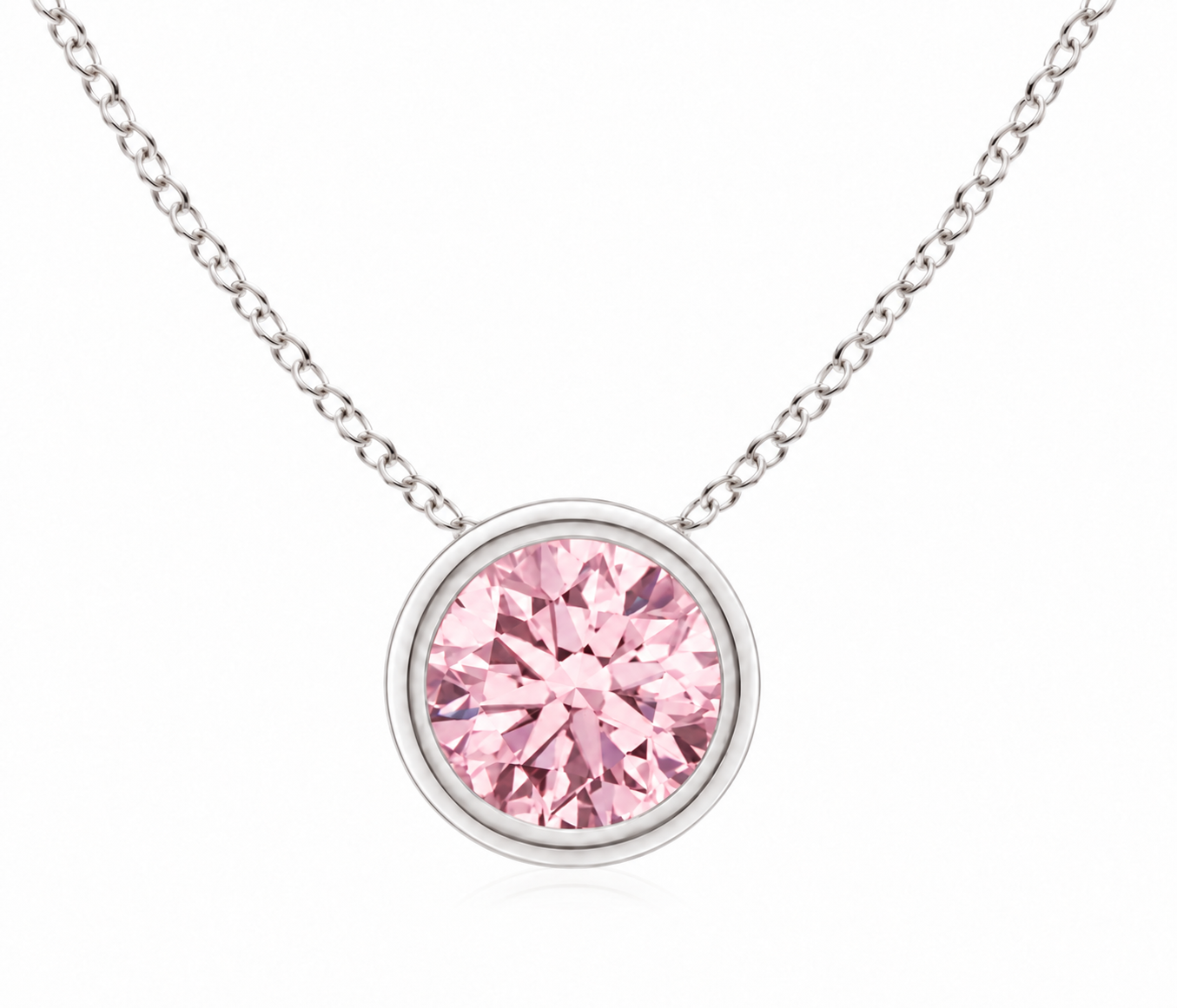 Pink Lab-Grown Diamond Solitaire Pendant — 1.00 ctw in 14K White Gold