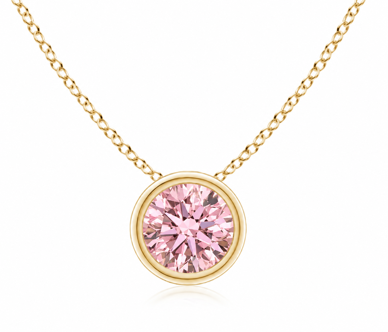 Pink Lab-Grown Diamond Solitaire Pendant — 0.80 ctw in 14K Yellow Gold
