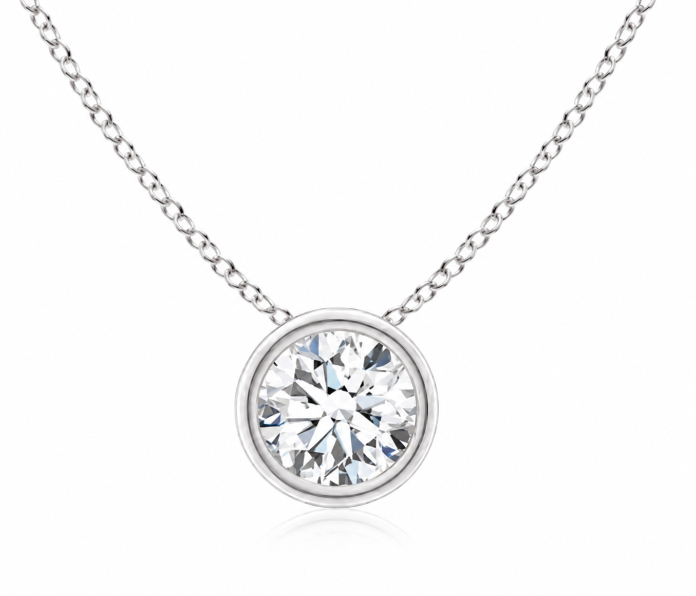 White Lab-Grown Diamond Solitaire Pendant — 0.75 ctw in 14K White Gold
