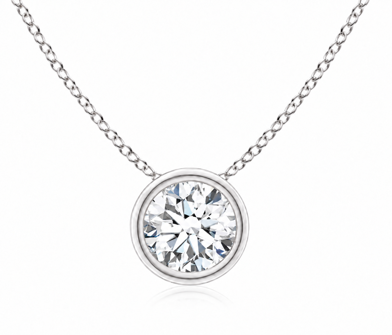 White Lab-Grown Diamond Solitaire Pendant — 1.00 ctw in 14K White Gold