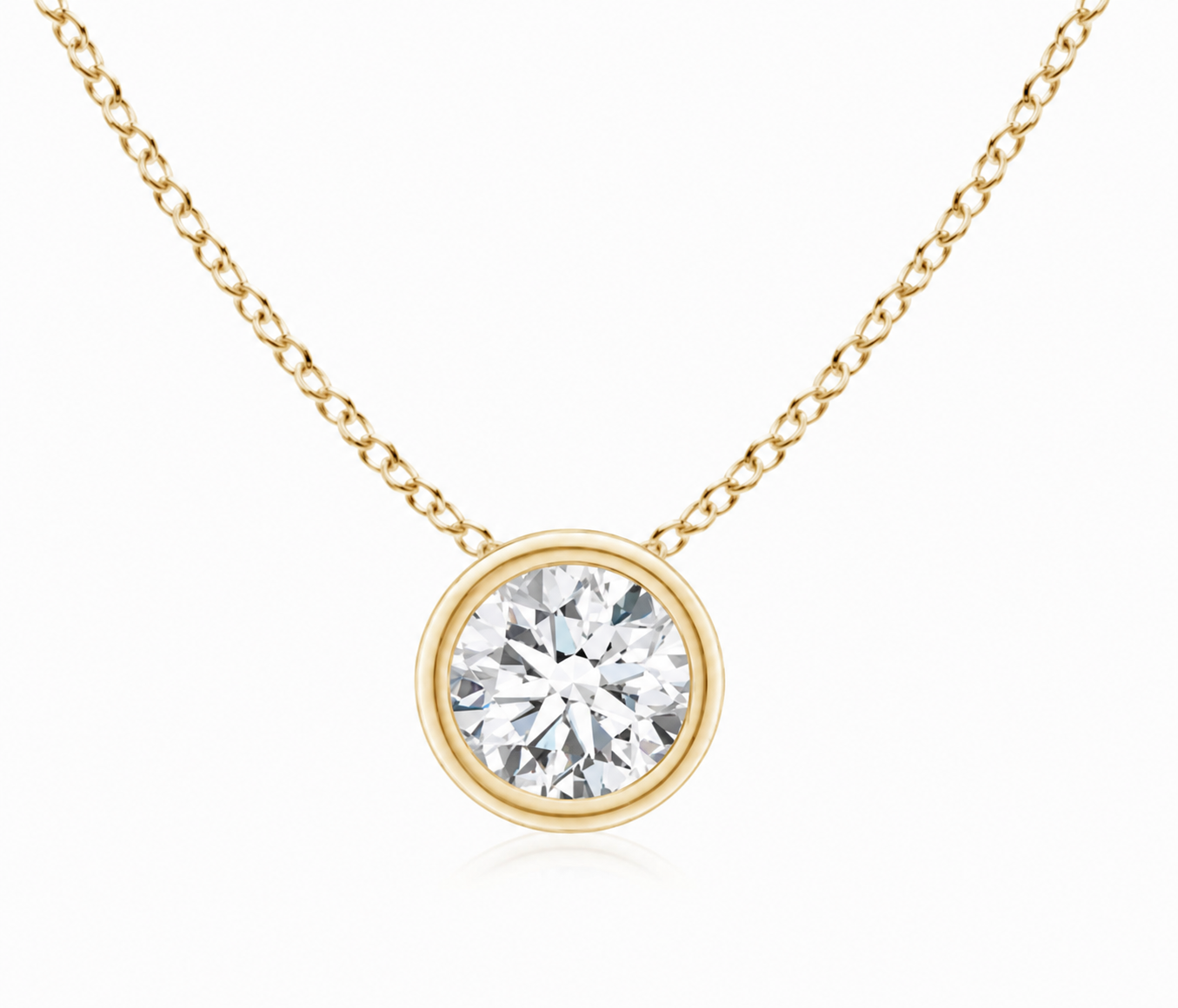 White Lab-Grown Diamond Solitaire Pendant — 0.75 ctw in 14K Yellow Gold