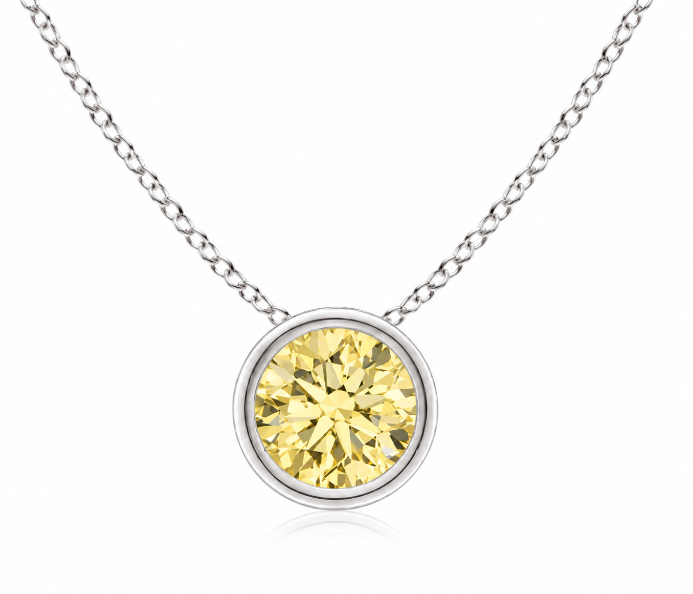 Yellow Lab-Grown Diamond Solitaire Pendant — 0.80 ctw in 14K White Gold