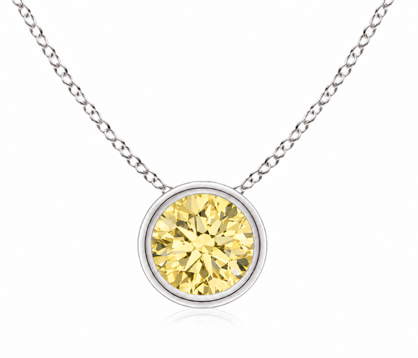 Yellow Lab-Grown Diamond Solitaire Pendant — 1.00 ctw in 14K White Gold