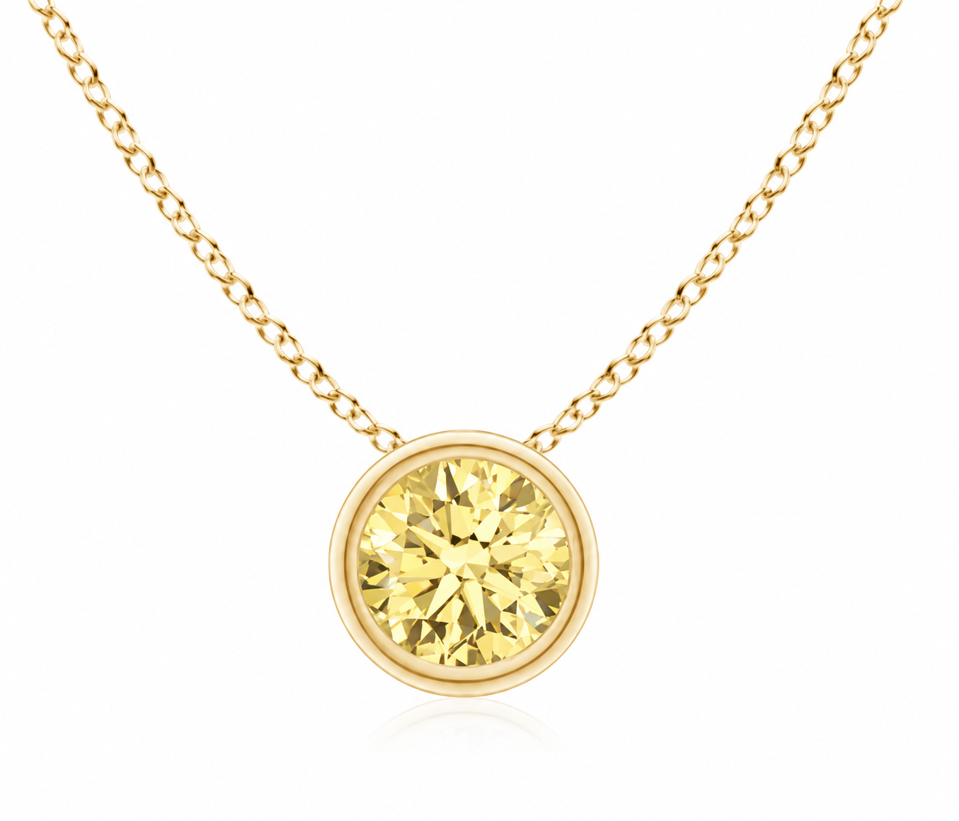 Yellow Lab-Grown Diamond Solitaire Pendant — 0.80 ctw in 14K Yellow Gold