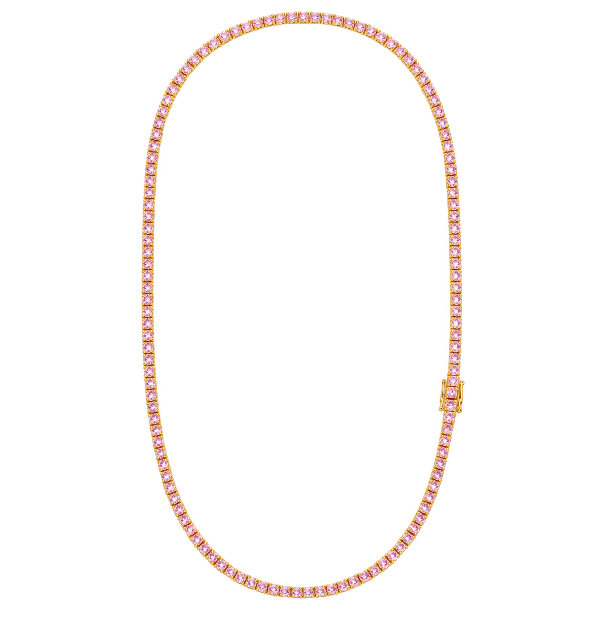 Pink Lab-Grown Diamond Tennis Necklace — 10.00 ctw / 15 inches in 14K White Gold